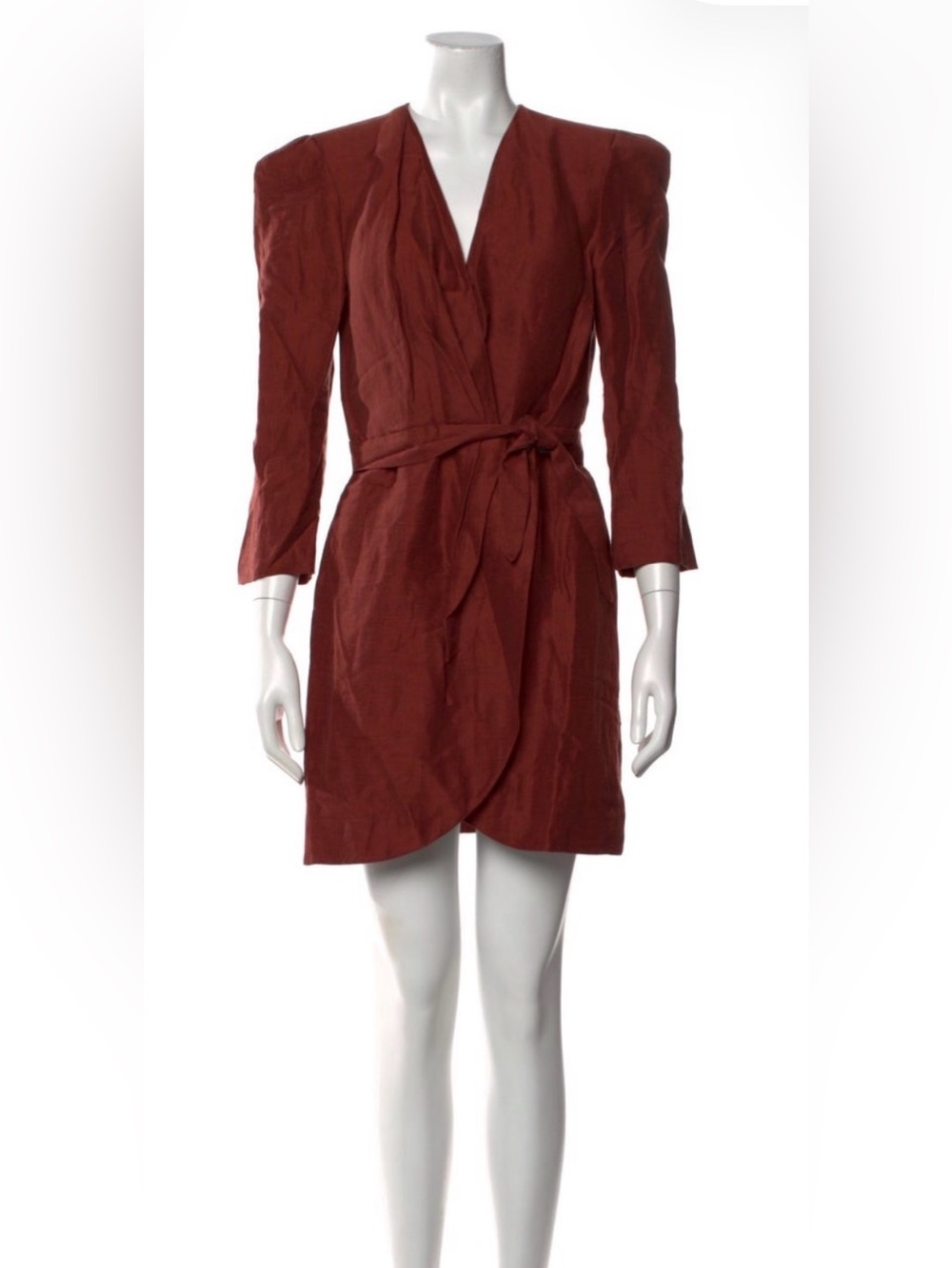 Sandro Rust Wrap Dress with Tie Waist